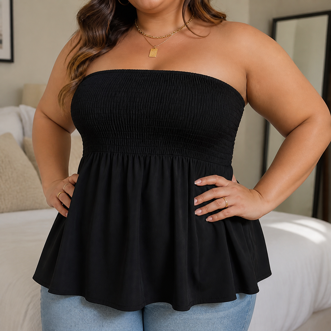 Strapless Smocked Babydoll Top | Clova Women's Fashion