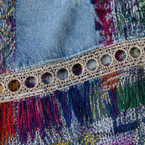 Painterly Patchwork Midi Dress — View 13 | Clova