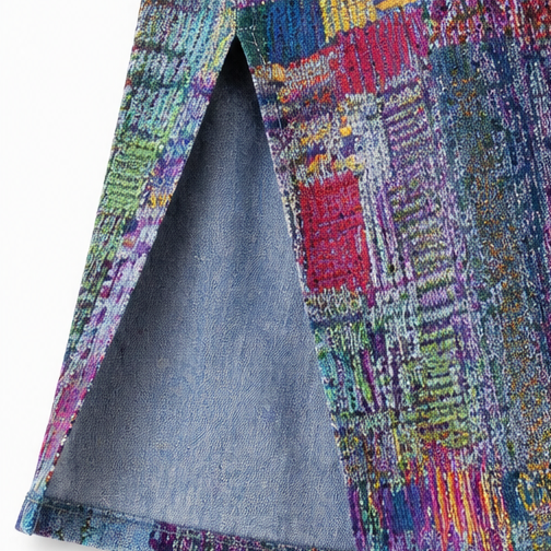 Painterly Patchwork Midi Dress — View 14 | Clova
