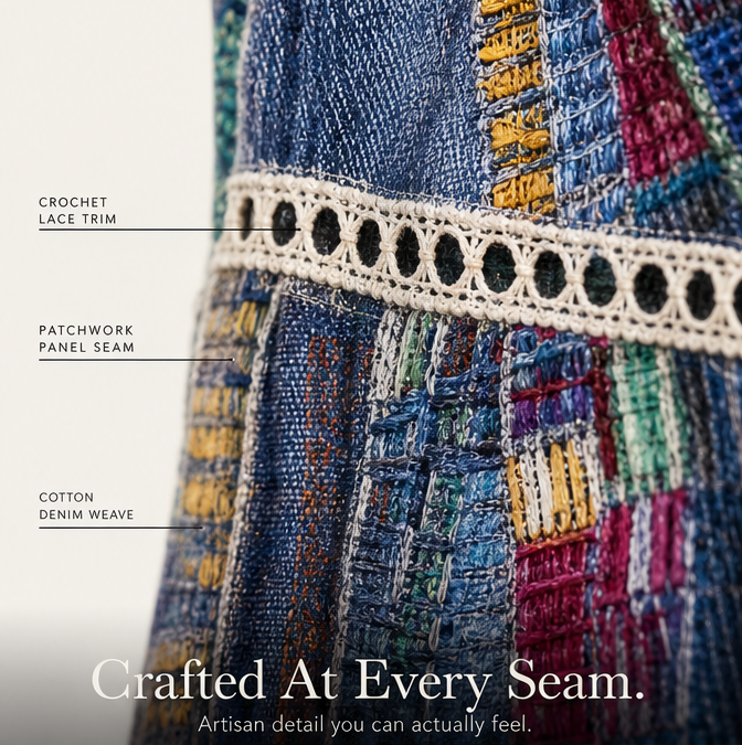Painterly Patchwork Midi Dress — View 6 | Clova